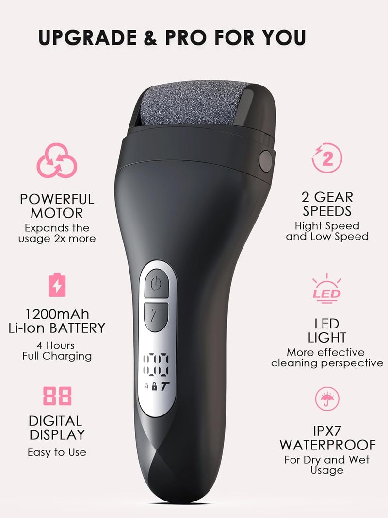 SHINESense Electric Callus Remover for Feet, USB Rechargeable Electric Foot File with 3 Rollers and 10 PCS Pedicure Tools Kit, Best Pedicure Tools for Men Foot Care - Perfect for Hard, Cracked, Dry, Dead Skin - Image 2