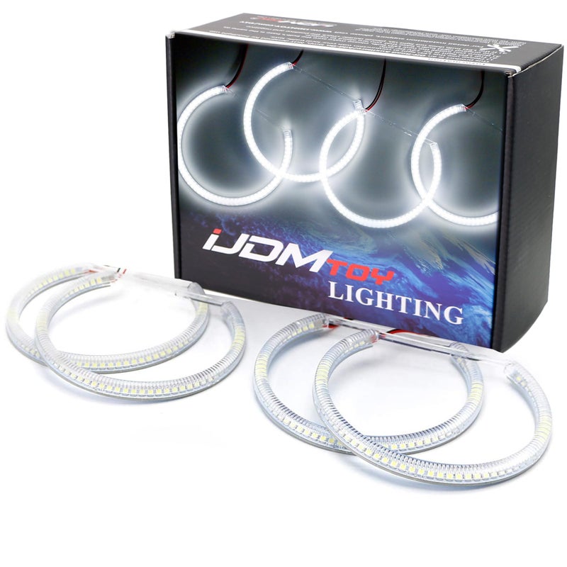 iJDMTOY iJDMTOY 7000K Xenon White 264-SMD LED Angel Eyes Halo Ring Lighting Kit Compatible With BMW E36 E46 3 Series E39 5 Series E38 7 Series (Fit Xenon Trim ONLY)  - Image 1