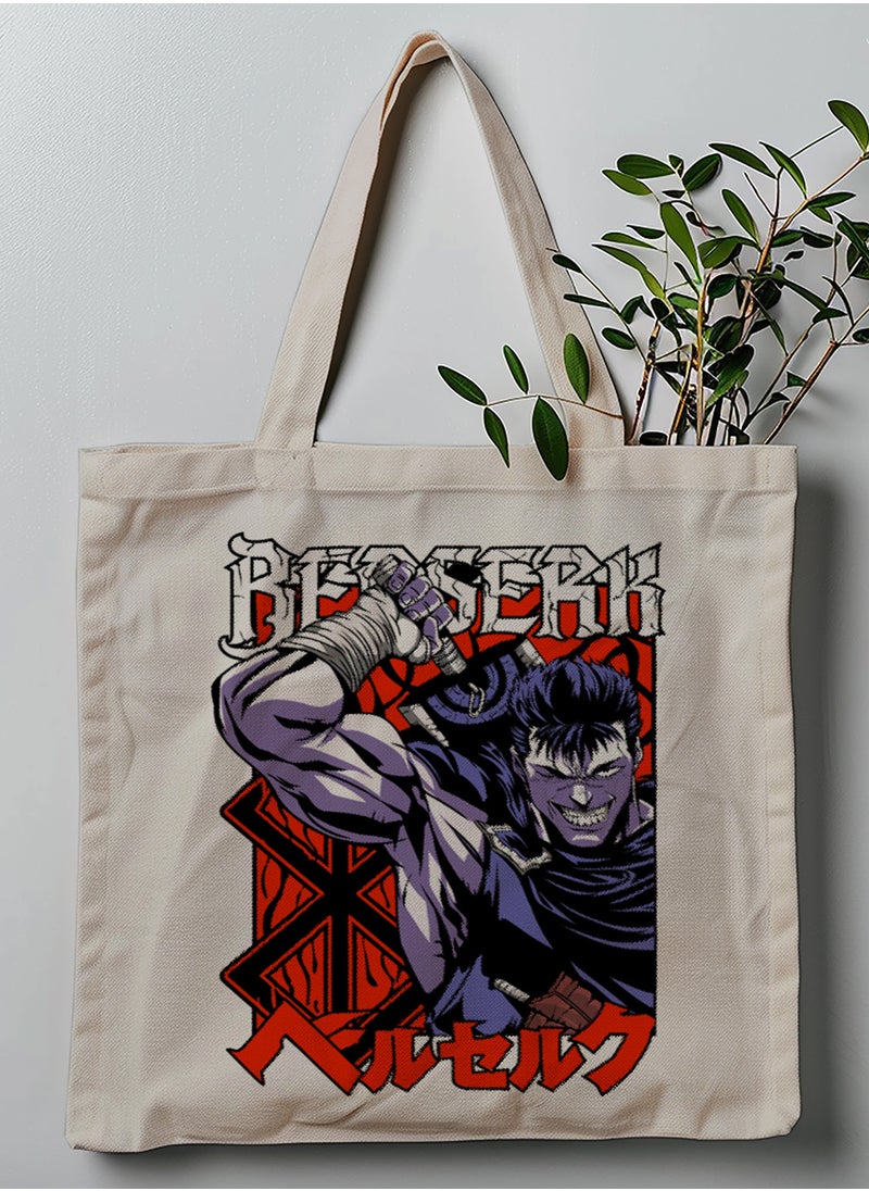 LOWHA - Polyester Tote Bag with Shoulder Straps and Berserk Anime Pattern - Image 1
