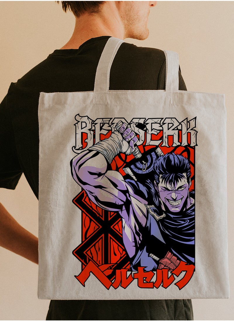 LOWHA - Polyester Tote Bag with Shoulder Straps and Berserk Anime Pattern - Image 1