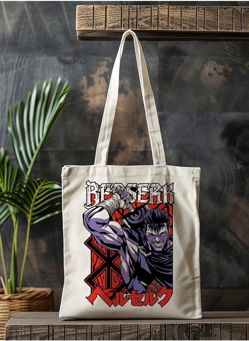LOWHA - Polyester Tote Bag with Shoulder Straps and Berserk Anime Pattern - Image 1
