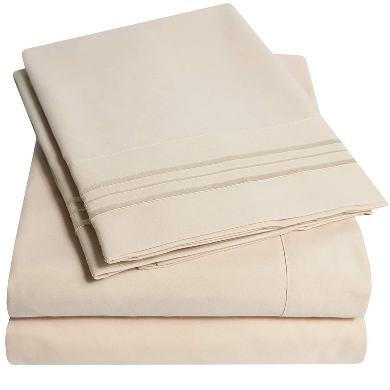 Sweet Home Collectio 1500 Supreme Collection Extra Soft RV Short Queen Sheets Set  Denim - Luxury Bed Sheets Set with Deep Pocket Wrinkle Free Hypoallergenic Bedding  Over 40 Colors  RV Short Queen Size  Denim  - Image 1