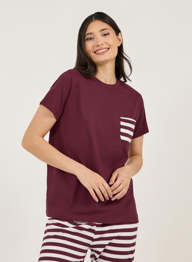 ستايلي طقم من بنطال بيجاما مع تيشيرت بأكمام قصيرة - Image 2