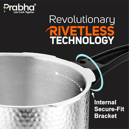 Prabha Stainless Steel Pressure Cooker 3 Litres Outer Lid | Tri-Ply Whizz Hammered Cooker | Kitchen Cookware Pots & Pans | ISI Certified | Fast & Safe Healthy Cooking | Gas & Induction - Image 5