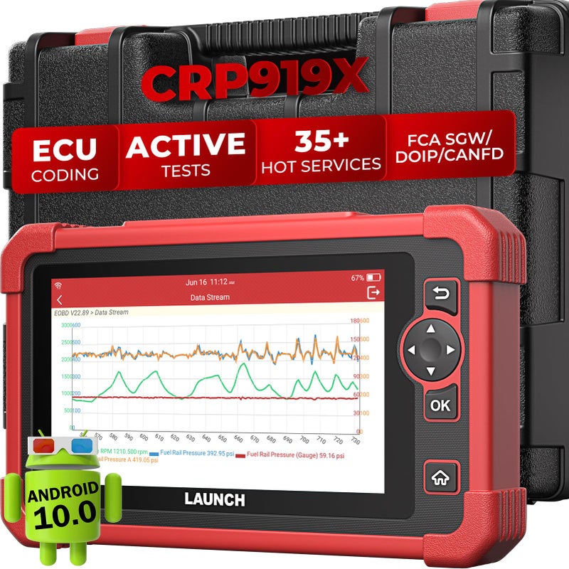 Launch LAUNCH X431 CRP919X OBD2 Scanner Bidirectional Scan Tool As X431 ECU Coding Car Scanner CANFD DOIP FCA SGW 35 Services Android 100 Active Test All System Diagnostic Tool 150 Brands