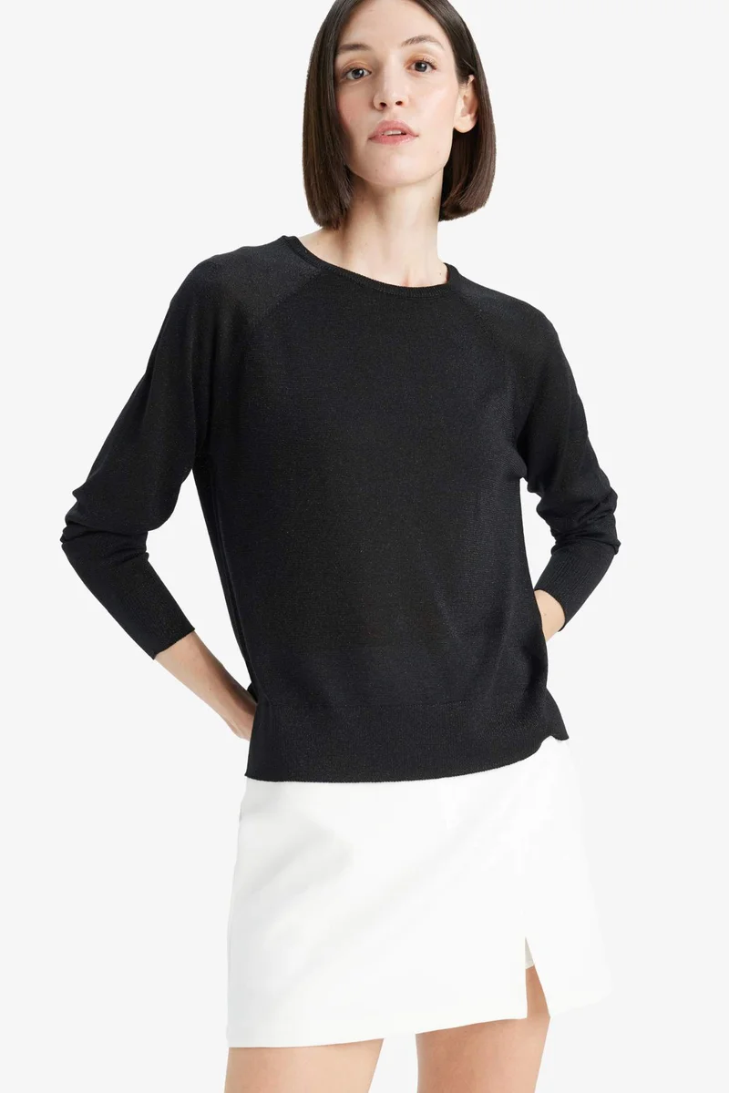 ديفاكتو Regular Fit Crew Neck Knit Pullover