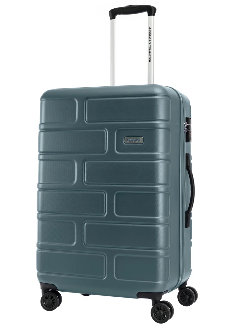AMERICAN TOURISTER Bricklane Suitcase, Check-In Size 69 cm / 25 inch, 4 Spinner Wheels, Hard Top, Polycarbonate, Dark Forest|Lightweight|Scratch & Impact Resistance|TSA Lock|Inner Mesh Zippered Pocket - 3 Years International Warranty