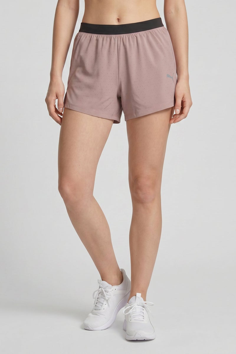 PUMA Women Sportswear Fit 5 Inseam Running Shorts, Dark Beige - Image 1