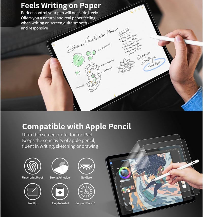 UOEPOWA [حزمة مكونة من 2 قطعة] واقي شاشة من نوع Paperfeel لجهاز Huawei MatePad بحجم 11.5 بوصة، مقاوم للانعكاس مع مجموعة تركيب سهلة الاستخدام، يوفر تجربة كتابة ورسم كما لو كانت على ورق حقيقي، يدعم استخدام قلم S Pen (لجهاز بحجم 11.5 بوصة) - Image 3