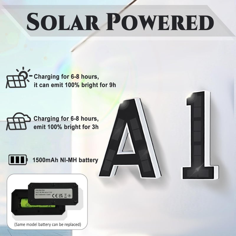 ISUNMEA 9 Inch Solar Lighted House Numbers for Outside, Light Up Waterproof LED Address Numbers Signs for Houses, Large Personalized Illuminated Exterior Modern House Numbers Light (5-Black, 9IN) - Image 2