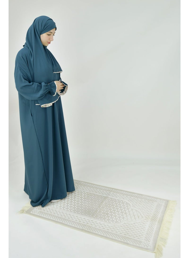 DAMAS COLLECTION One Piece Prayer Dress for Women – Premium Crepe Fabric Isdal with Attached Scarf & Pocket – Lightweight Islamic Salah Wear - Image 3