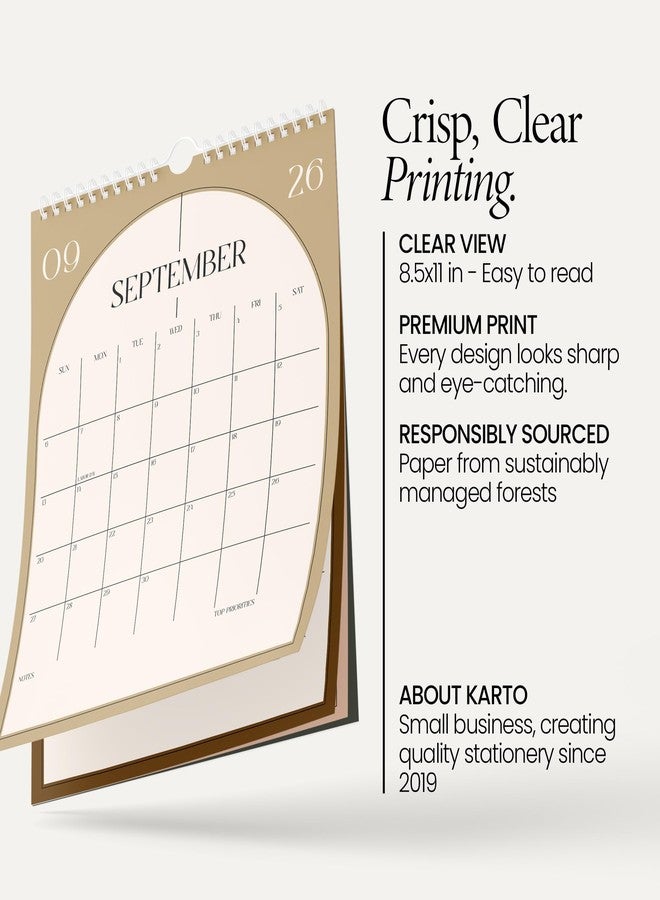 Karto Wall Calendar 2026 - Vertical 8.5x11 inch January 2026 to June 2027 - Boost Your Productivity and Easy Planning with the Aesthetic Monthly Calendar - Boho Color - Image 3