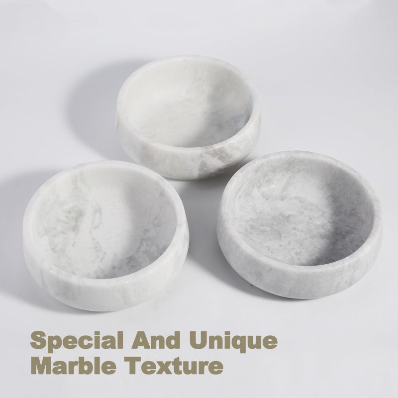karibiber White Marble Dog Bowls, Non-Slip Dog Food Water Bowl Small, Heavy Duty Pet Bowl for Cats and Medium Dogs, Weighted African Natural Marble, Holds 4 Cups(5lbs) - Image 2