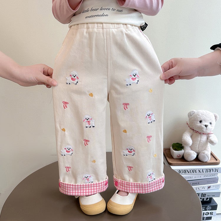 Girls Jeans Children'S New Cartoon Horn Jeans Cartoon Casual Pants - Image 1