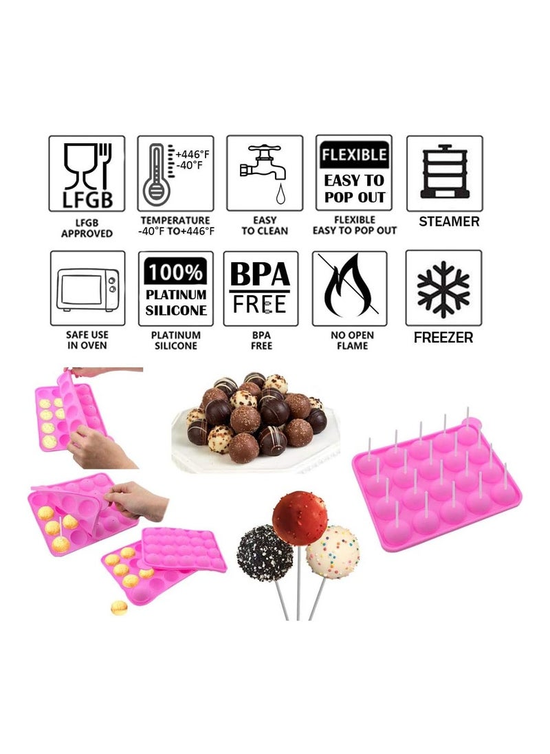 Cake Pop Mold, Silicone Molds Cake Pop Sticks, Great for Hard Candy, Lollipop, Cake Pop and Party Cupcake  - Image 3