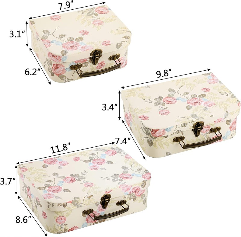 Fasmov 3 Pack Paperboard Suitcases Storage Box Decorative Boxes Storage Gift Boxes With Lids for Photo Storage Home Decoration, Wedding, Birthday, Anniversary, Light Yellow - Image 3
