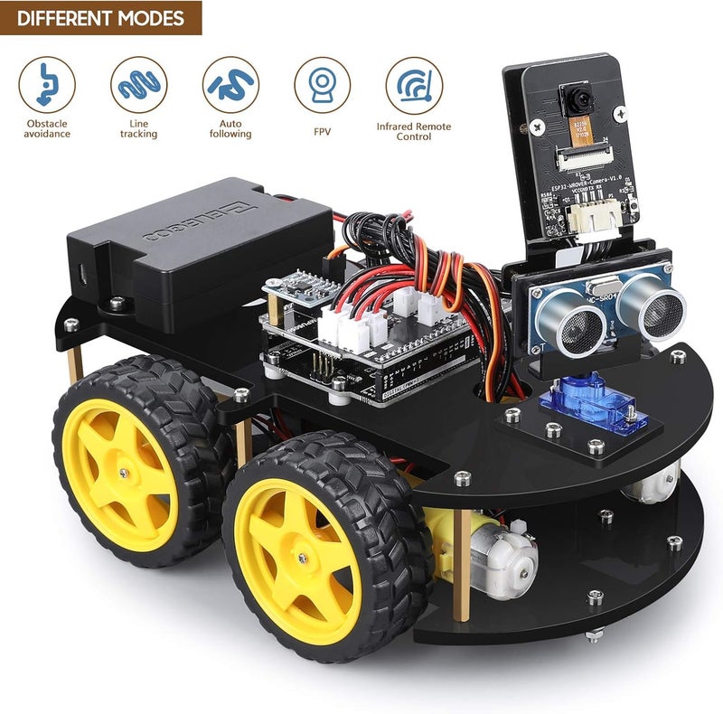 V4.0 UNO R3 Project Smart Robot Car Kit for Arduino Learner | with UNO R3, Line Tracking Module, Ultrasonic Sensor, IR Remote Control etc. Intelligent and Educational Toy Robotic Kit - Image 4