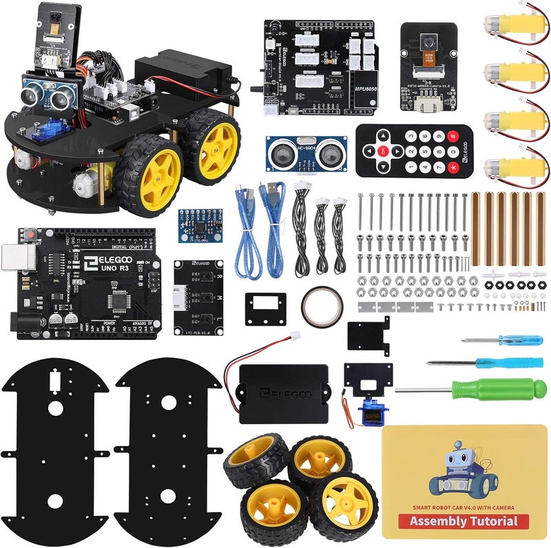 V4.0 UNO R3 Project Smart Robot Car Kit for Arduino Learner | with UNO R3, Line Tracking Module, Ultrasonic Sensor, IR Remote Control etc. Intelligent and Educational Toy Robotic Kit - Image 1