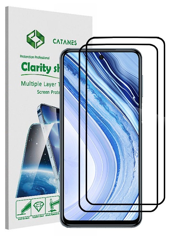 CATANES 2 Pack For Xiaomi Redmi Note 9 Pro Max Screen Protector Tempered Glass Full Glue Back - Image 1
