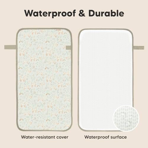 KeaBabies Portable Diaper Changing Pad, Easy Wipe Clean - Foldable Waterproof Baby Changing Mat for Diaper Bag, Compact, Lightweight, 25x13 Newborn, Infant, Baby Changer Travel Essential (Fox Vale) - Image 4