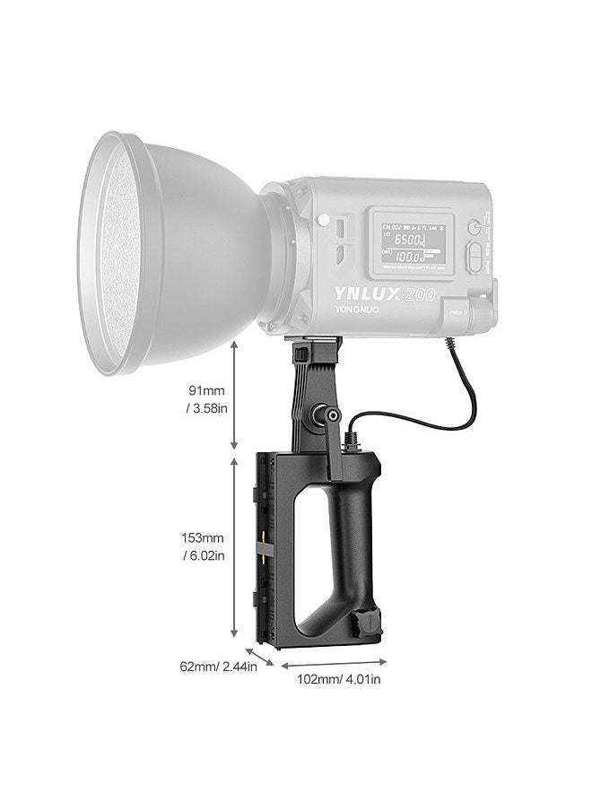 YONGNUO YONGNUO NP-F Battery Handle Power Supply Base Compatible with YONGNUO YNLUX200 LED Video Light  - Image 4