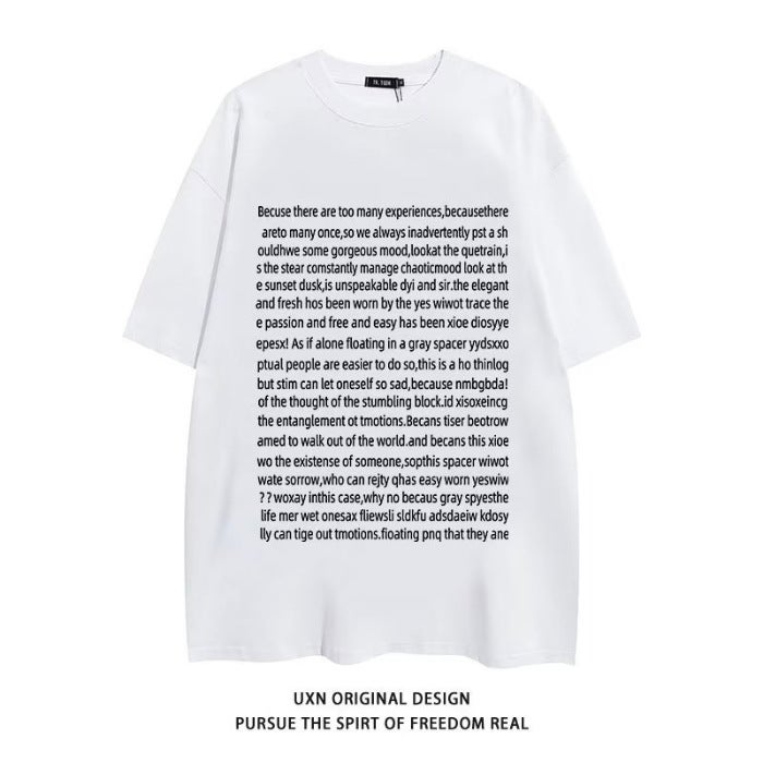 32041*180G Double Ground Milk Silk Summer T-Shirt Short Sleeve Students Lazy Printing Long T-Shirt Women - Image 1