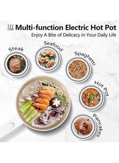 TOMSHOO 3L Electric Hot Pot with Steamer & Temperature Control - Non-Stick Electric Cooker Shabu Shabu, Electric Skillet,Frying Pan,Electric Saucepan,for Noodles, Egg, Steak, Steam and Soup (3L)  - Image 2