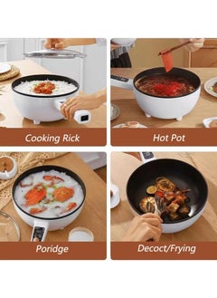 TOMSHOO 3L Electric Hot Pot with Steamer & Temperature Control - Non-Stick Electric Cooker Shabu Shabu, Electric Skillet,Frying Pan,Electric Saucepan,for Noodles, Egg, Steak, Steam and Soup (3L)  - Image 5