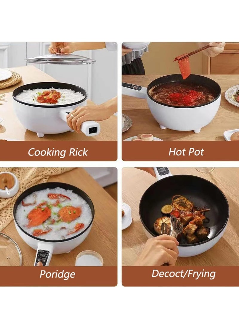 TOMSHOO 3L Electric Hot Pot with Steamer & Temperature Control - Non-Stick Electric Cooker Shabu Shabu, Electric Skillet,Frying Pan,Electric Saucepan,for Noodles, Egg, Steak, Steam and Soup (3L)  - Image 5