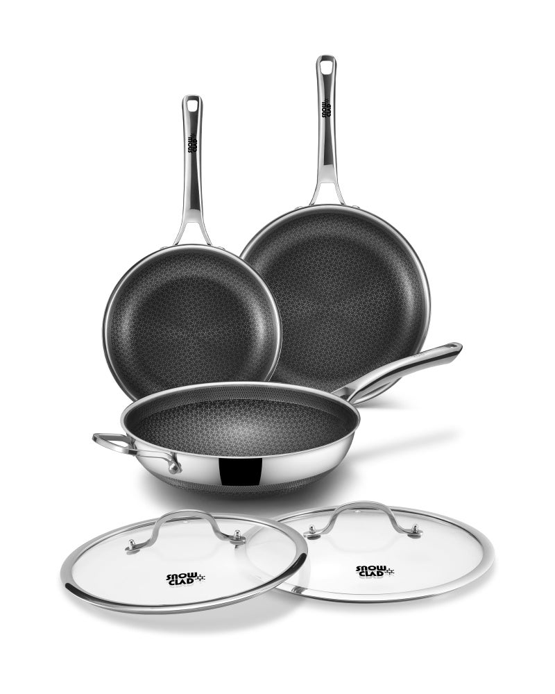 DOTCLAD 3-Piece Hybrid Stainless Steel Cookware Set-12 Inch Wok with Lid,10 Inch Frying Pan,12 Inch Skillet with Lid-Non Stick,PFOA Free,Dishwasher&Oven Safe,Induction Compatible,Cookware Set. - Image 1
