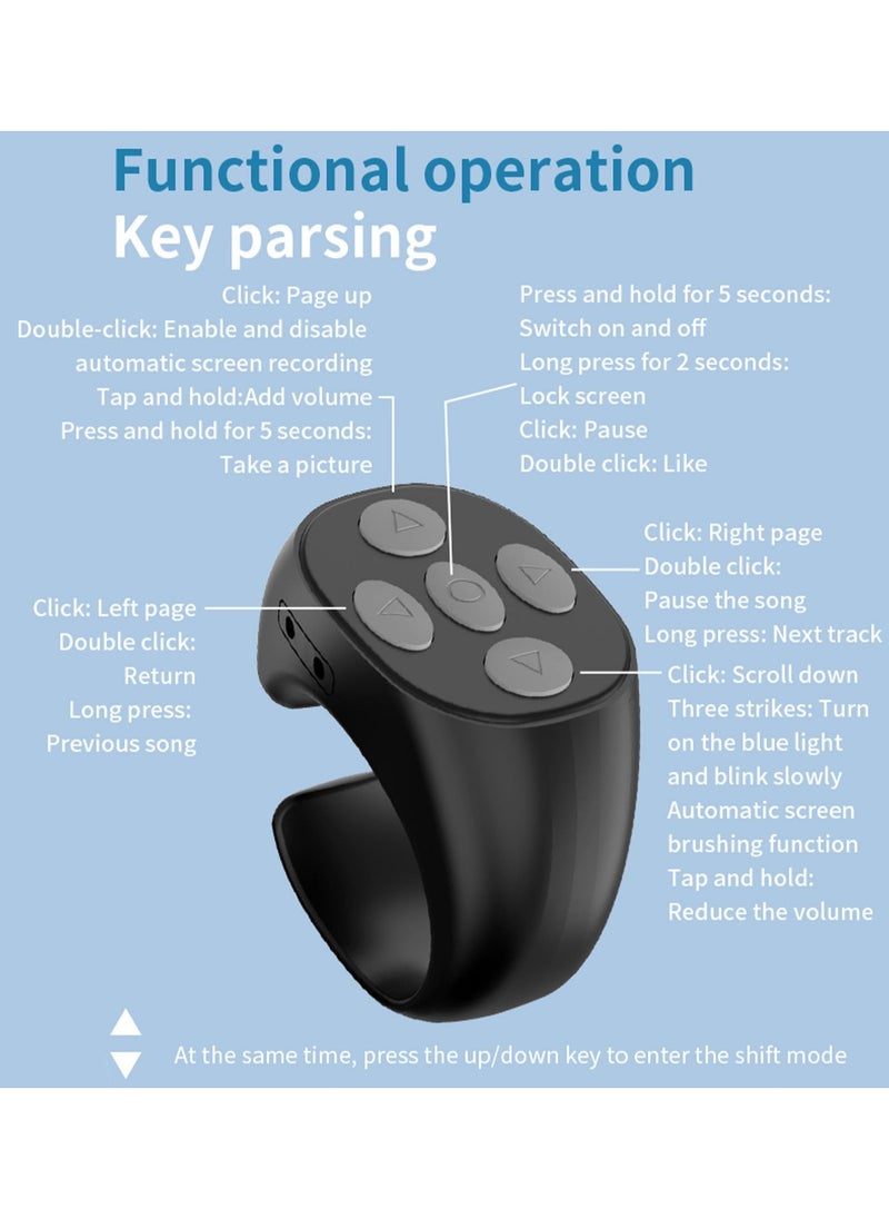 TIK TOK Bluetooth Remote Control Page Turner for iPhone iPad Android, Mini TIK TOK Wireless Scrolling Ring