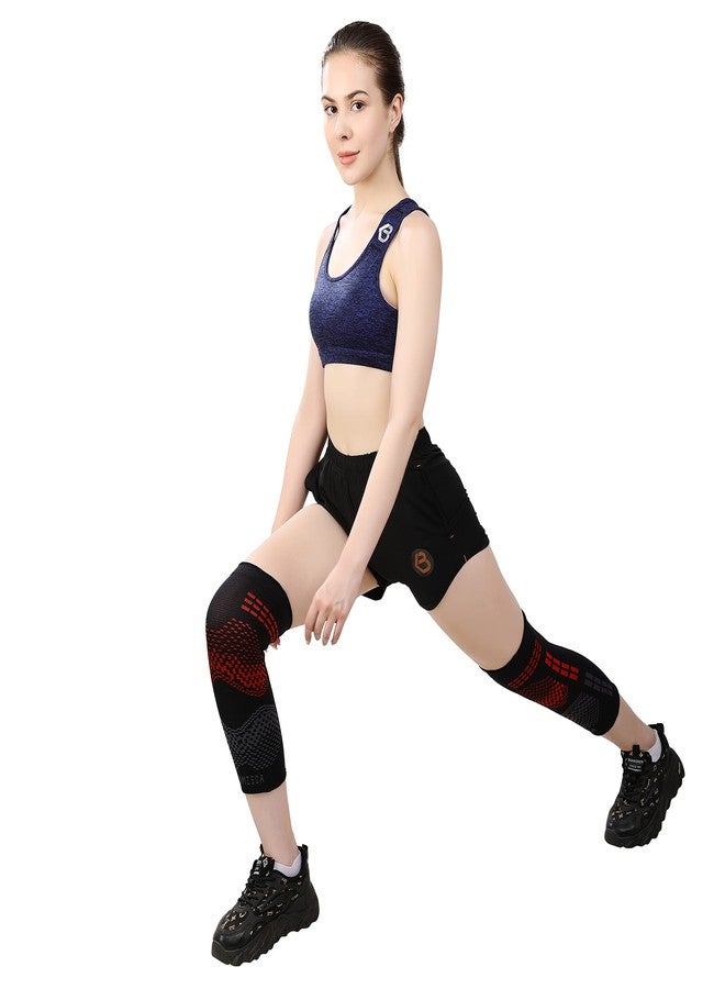 Promisca Knee Compression Sleeve for Sports, Gym, Pain Relief, Knee Support, Exercise, Running, Cycling, Knee Guard for Women (Pack of 1) (Medium, Red) - Image 3