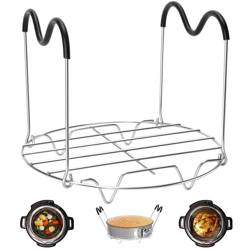 Createy Steamer Rack Trivet with Handles Compatible with Instant Pot Accessories 6 Qt 8 Quart, Pressure Cooker Trivet Wire Steam Rack, Great for Lifting out Whatever Delicious Meats & Veggies You Cook - Image 1