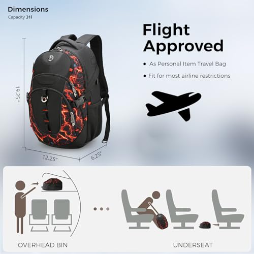 Swissdigital Laptop Backpack with USB Charging Port, Travel Backpack Fits 15.6 inches Computer, 31L Backpack for Men, Flame Red | SD803-97 - Image 2