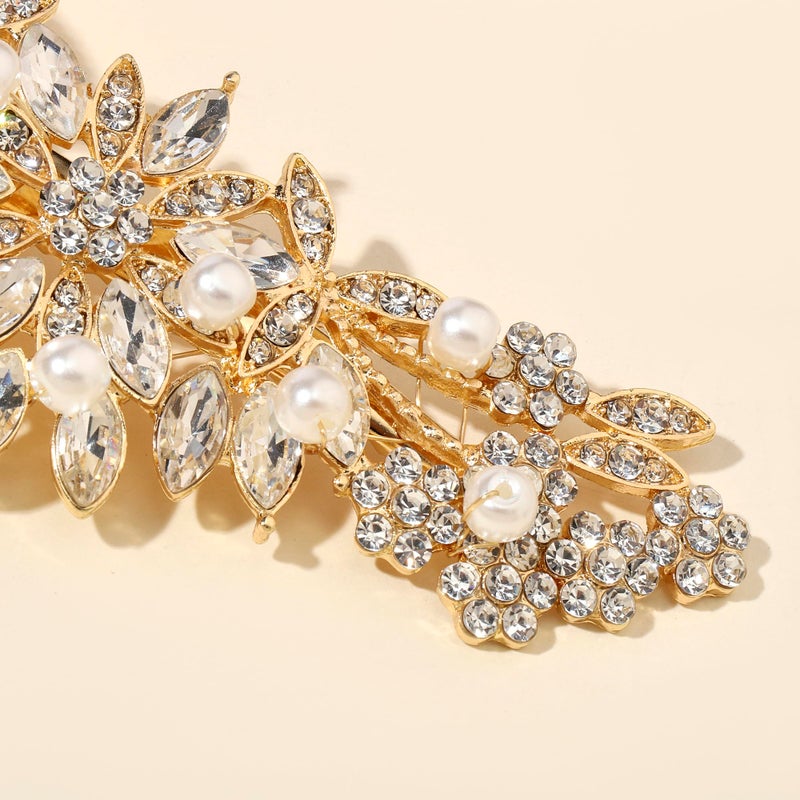 Hapibuy Crystal Rhinestone Pearl Hair Comb Gold Wedding Bridal Hair Pins Accessory - Image 5