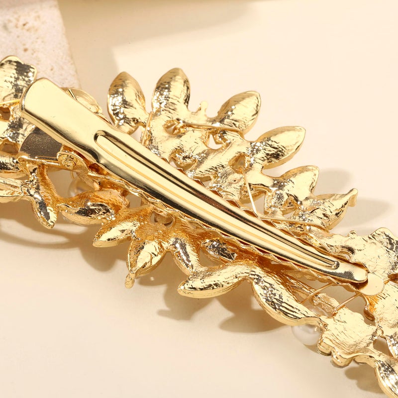 Hapibuy Crystal Rhinestone Pearl Hair Comb Gold Wedding Bridal Hair Pins Accessory - Image 4