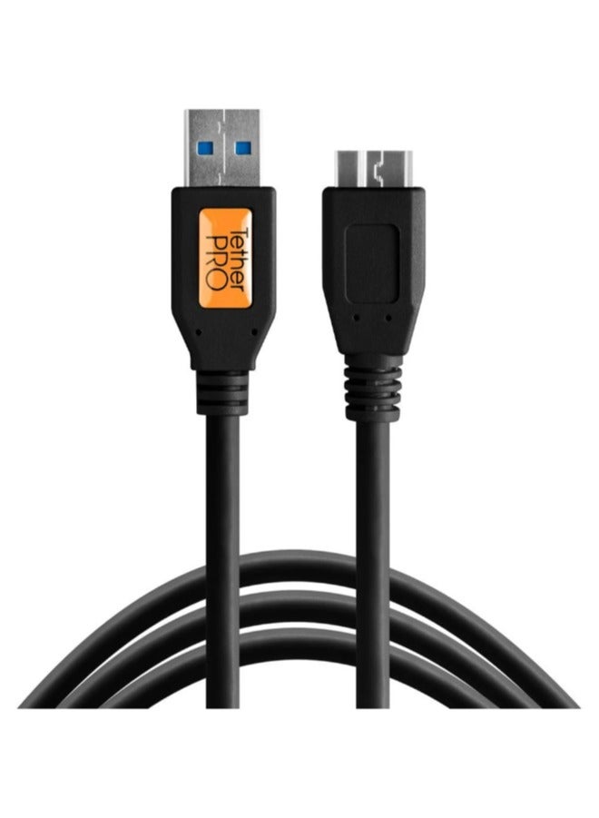 Tether Tools TetherPro USB 3.0 Male Type-A to USB 3.0 Micro-B Cable (1', Black) - Image 1