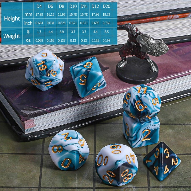 CiaraQ DND Polyhedral Dice Set with a Black Dice Bag for D&D RPG MTG Role Playing Table Games - Image 3