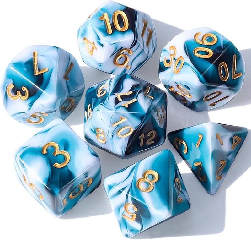 CiaraQ DND Polyhedral Dice Set with a Black Dice Bag for D&D RPG MTG Role Playing Table Games - Image 1