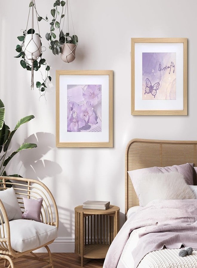 VNVNK 17x17 Frame Natural Wood Color, Perfect for 17x17 Inch Picture without Mat or 13x13 Inch Picture with Mat, Home Wall Decor Picture Frame-1 PCS - Image 2