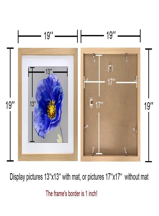 VNVNK 17x17 Frame Natural Wood Color, Perfect for 17x17 Inch Picture without Mat or 13x13 Inch Picture with Mat, Home Wall Decor Picture Frame-1 PCS - Image 5