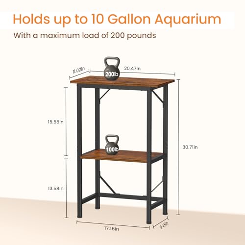Snughome 10 Gallon Fish Tank Stand, Aquarium Stand 2-Tier Storage Shelves, Heavy Duty Terrarium Stand for Home Office Fish Tank Shelf, 20.47" L x 11.02" W x 30.7" H, Rustic Brown - Image 5