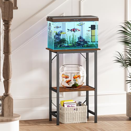 Snughome 10 Gallon Fish Tank Stand, Aquarium Stand 2-Tier Storage Shelves, Heavy Duty Terrarium Stand for Home Office Fish Tank Shelf, 20.47" L x 11.02" W x 30.7" H, Rustic Brown - Image 4