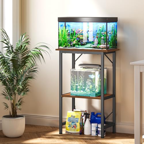 Snughome 10 Gallon Fish Tank Stand, Aquarium Stand 2-Tier Storage Shelves, Heavy Duty Terrarium Stand for Home Office Fish Tank Shelf, 20.47" L x 11.02" W x 30.7" H, Rustic Brown - Image 3