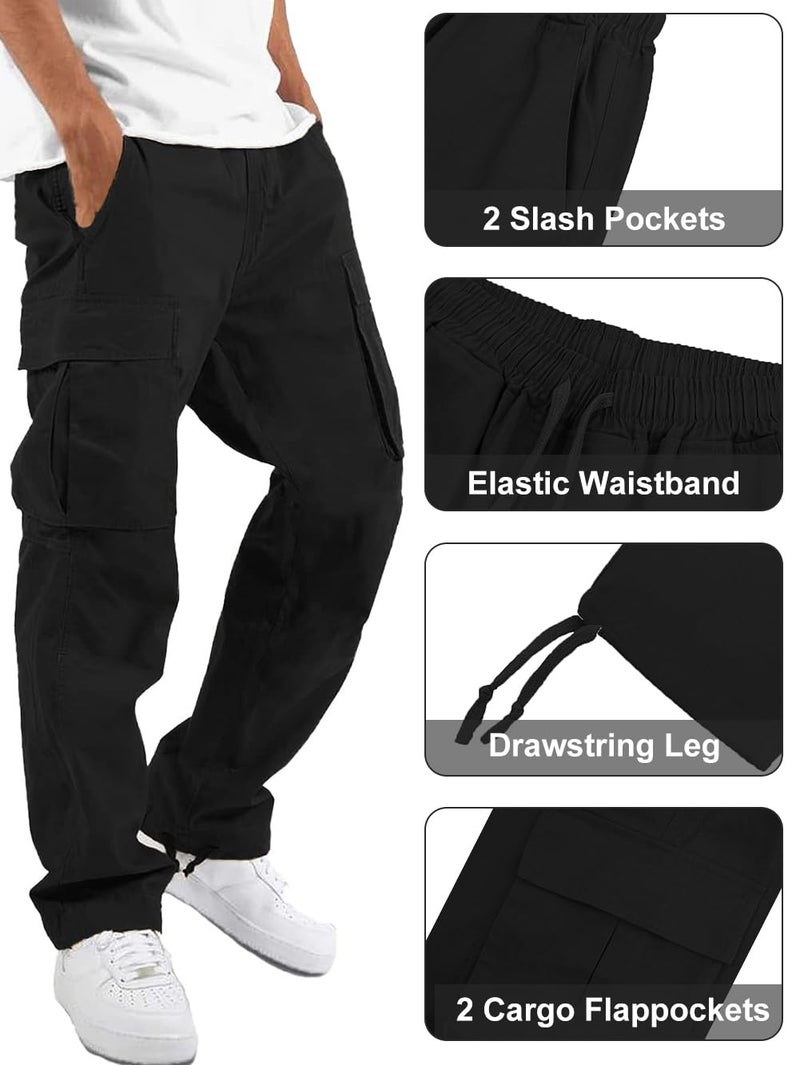 whox Mens Cargo Pants Casual Outdoor Hiking Pants for Men Athletic Joggers Sweatpants Black - Image 5