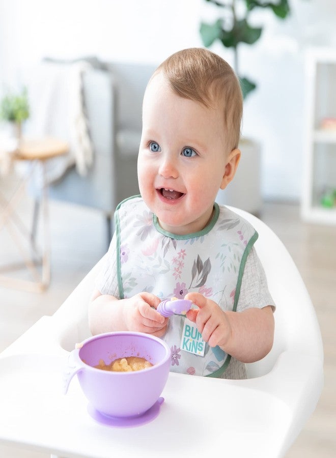 Bumkins Bibs, for Baby Girl or Boy, Infant 3-9 Months, Essential Must Have for Eating, Feeding, Baby Led Weaning, Mess Saving Waterproof Soft Fabric, Starter Bib 2-pk Floral and Lace Gray and Pink - Image 3