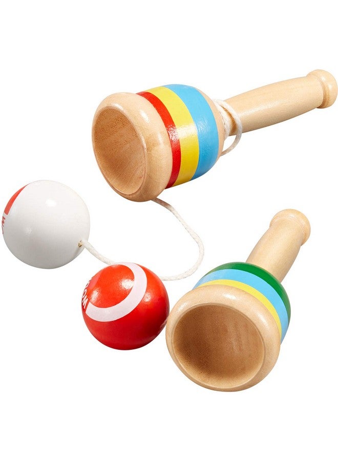 TOODOO 2 Pieces Jacks Game With Ball Paddle Ball With String Cup And Ball Game Mini Wood Catch Ball Hand Eye Coordination Ball Catching Cup - Image 2