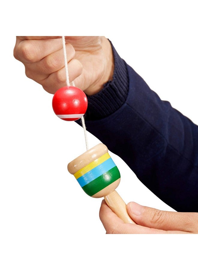 TOODOO 2 Pieces Jacks Game With Ball Paddle Ball With String Cup And Ball Game Mini Wood Catch Ball Hand Eye Coordination Ball Catching Cup - Image 4