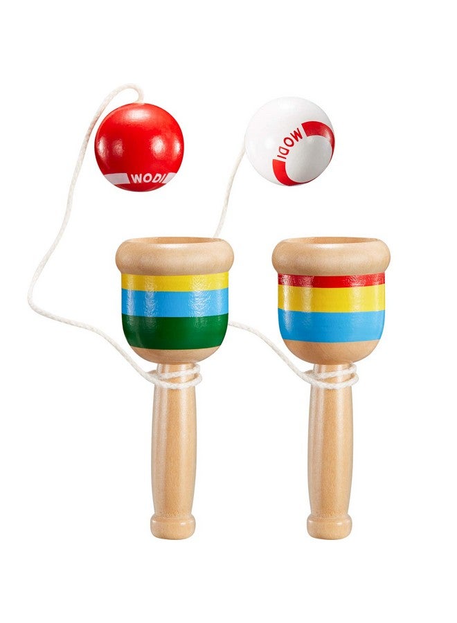TOODOO 2 Pieces Jacks Game With Ball Paddle Ball With String Cup And Ball Game Mini Wood Catch Ball Hand Eye Coordination Ball Catching Cup - Image 1