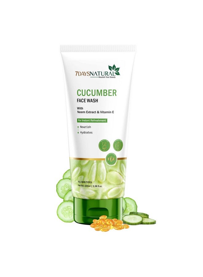 7 Days 7DAYSNATURAL Cucumber Face Wash | Hydrating Cucumber & Dark Spot Reducing Licorice | Glowing Skin | Unisex 100 ml - Image 1